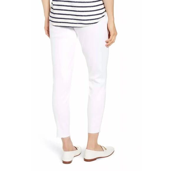 SPANX Distressed Skinny Jeans White Pull On Stretch Pockets Slimming Medium NEW - Picture 2 of 10